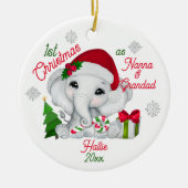 1. Weihnachten als Großeltern Niedlicher Elefant Keramik Ornament (Vorne)