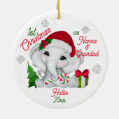 1. Weihnachten als Großeltern Niedlicher Elefant Keramik Ornament (Hinten)