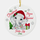 1. Weihnachten als Großeltern Niedlicher Elefant Keramik Ornament (Vorne)