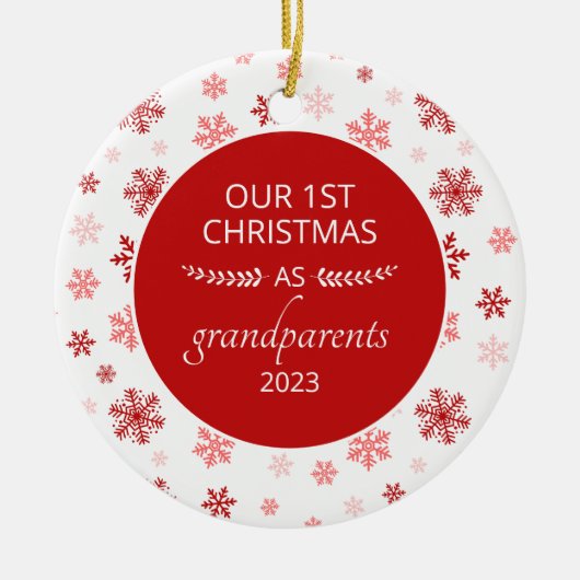 1. Weihnachten als Großeltern Red Snowflake Foto Keramik Ornament (Vorne)