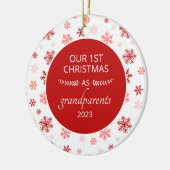 1. Weihnachten als Großeltern Red Snowflake Foto Keramik Ornament (Links)