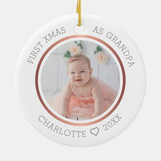 1. Weihnachten als Großvater Modernes Zwei Foto Keramik Ornament (Hinten)