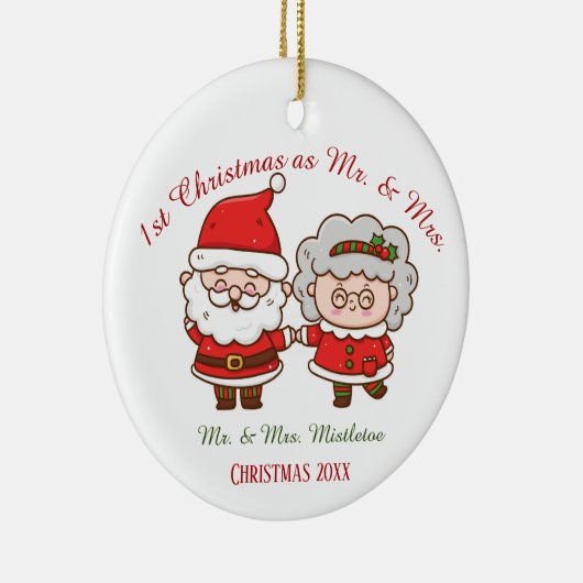 1. Weihnachten als Herr & Mrs. Niedlich Santa Mrs. Keramik Ornament (Rechts)