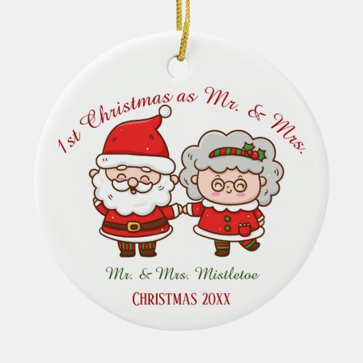 1. Weihnachten als Herr & Mrs. Niedlich Santa Mrs. Keramik Ornament (Vorne)