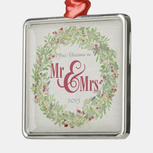 1. Weihnachten als Herr- u. Frauwreath Ornament Aus Metall (Links)