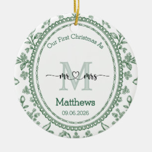 1. Weihnachten als Herr und Frau 2026 Foto Keramik Ornament