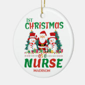 1. Weihnachten als Krankenpfleger Keramik Ornament (Links)