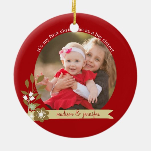 1. Weihnachten als kundenspezifisches Foto/Name Keramik Ornament (Hinten)