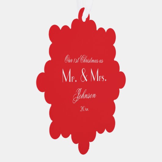 1. Weihnachten als Mr. & Mrs. Script Rustic Chic R Ornament Karte (Rechts)