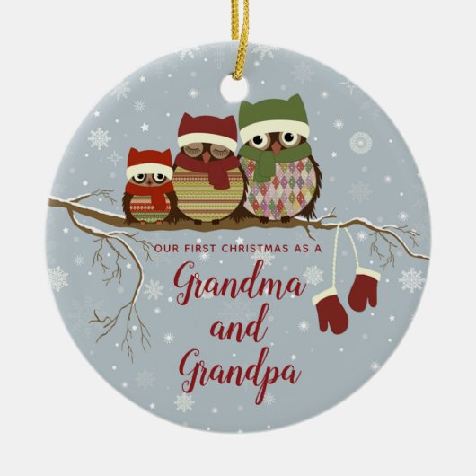 1. Weihnachten als Oma Großvater Großfamilie Maßge Keramik Ornament (Vorne)