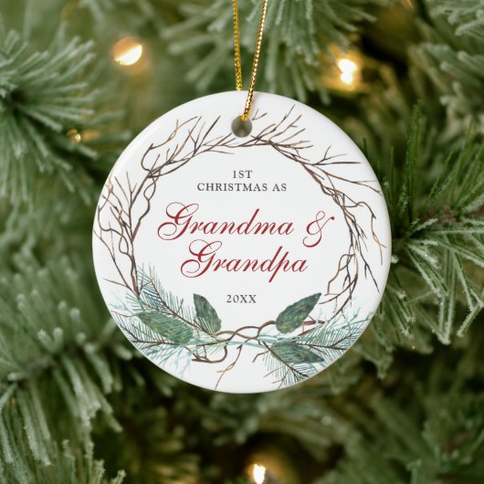 1. Weihnachten als Oma & Opa Personalisiert Keramik Ornament (Baum)