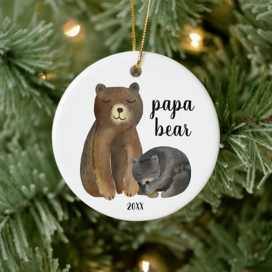 1. Weihnachten als Papa Bär Personalisierte Wasser Keramik Ornament (Baum)