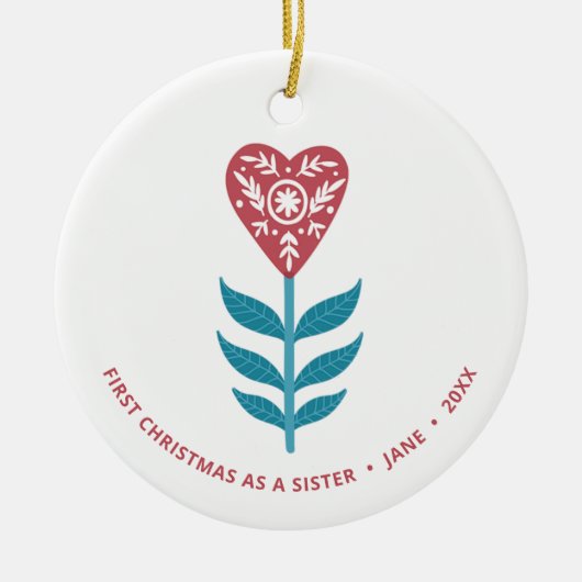 1. Weihnachten als Schwester Personalisiert Heart Keramik Ornament (Vorne)