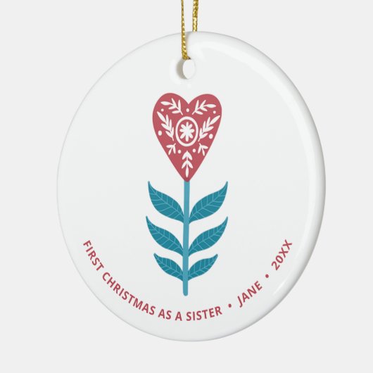 1. Weihnachten als Schwester Personalisiert Heart Keramik Ornament (Links)