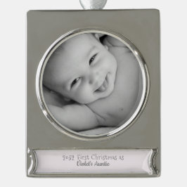 1. Weihnachten als Tante aus dem Nichte Jahr Foto Banner-Ornament Silber