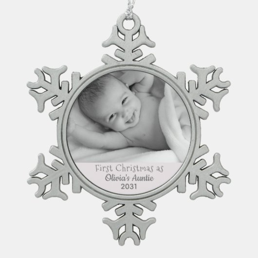 1. Weihnachten als Tante aus Nichte Schneeflocken Zinn-Ornament (Vorderseite)