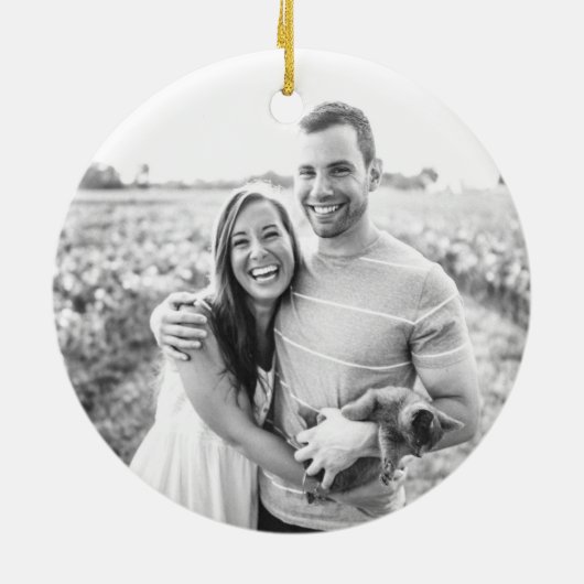1. Weihnachten als Verheiratetes Newlyweds Foto Keramik Ornament (Hinten)