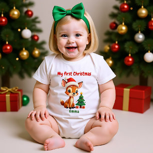 🎄1. Weihnachten, benutzerdefinierter Text, Doe-Re Baby Strampler