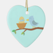 1. Weihnachten: Blauer Vogel mit gerade Keramik Ornament (Rechts)