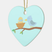 1. Weihnachten: Blauer Vogel mit gerade Keramik Ornament (Links)