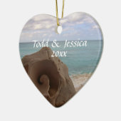 1. Weihnachten der Seashell-Strand-Hochzeits-| Keramikornament (Links)