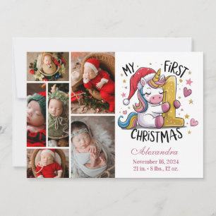 1. Weihnachten des Babys 6 Foto Rosa Gold Einhorn