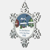 1. Weihnachten des neuen Zuhause-2015 Schneeflocken Zinn-Ornament (Rechts)