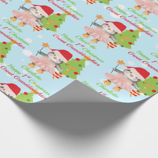 1. Weihnachten Große Enkeltochter Pinguin Geschenkpapier (Ecke)