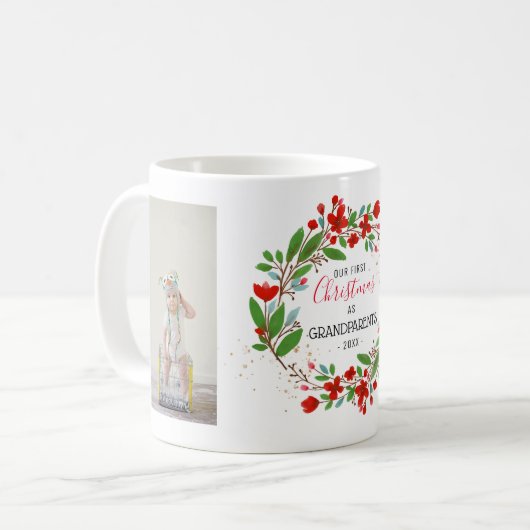 1. Weihnachten | Großeltern Blumenstrauß 2 Foto Kaffeetasse (Vorderseite Links)