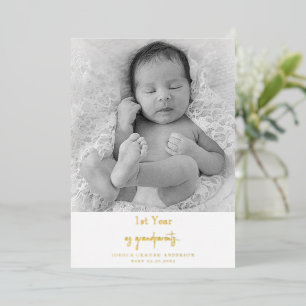1. Weihnachten Großeltern S/W Baby Foto Weihnachte Folien Feiertagskarte