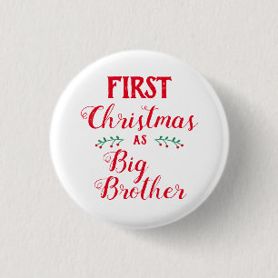 1. Weihnachten großer Bruder Familie passende weiß Button