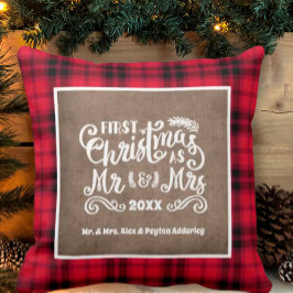 1. Weihnachten Herr Frau Foto Jute Büffel Karo Kissen