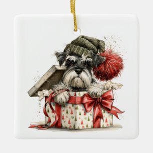 1. Weihnachten im Furever Zuhause, Schnauzer, rote Keramikornament