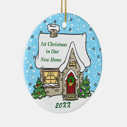 1. Weihnachten im neuen Zuhause Keramik Ornament (Rechts)