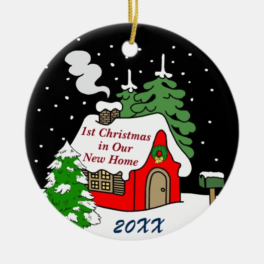 1. Weihnachten im neuen Zuhause Keramik Ornament (Vorne)