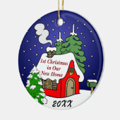 1. Weihnachten im neuen Zuhause Keramik Ornament (Links)