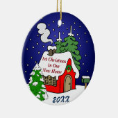 1. Weihnachten im neuen Zuhause Keramik Ornament (Rechts)