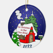 1. Weihnachten im neuen Zuhause Keramik Ornament (Links)