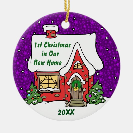 1. Weihnachten im neuen Zuhause Keramik Ornament (Vorne)