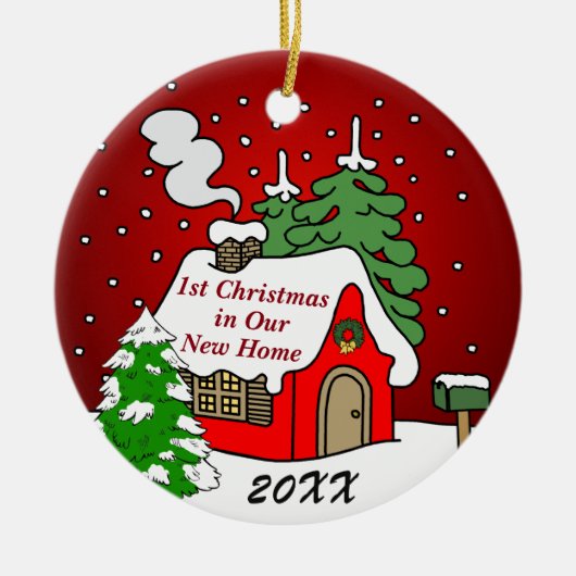 1. Weihnachten im neuen Zuhause Keramikornament (Vorne)