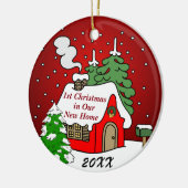 1. Weihnachten im neuen Zuhause Keramikornament (Links)