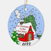1. Weihnachten im neuen Zuhause Keramikornament (Links)
