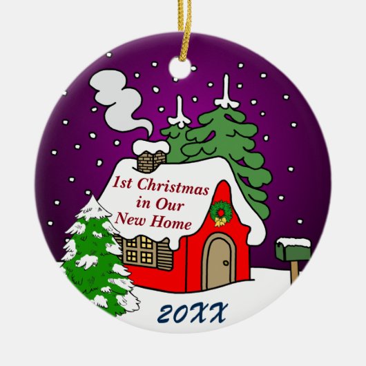 1. Weihnachten im neuen Zuhause Keramikornament (Vorne)