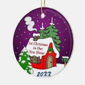 1. Weihnachten im neuen Zuhause Keramikornament (Links)