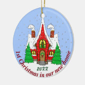 1. Weihnachten im neuen Zuhause Keramikornament (Links)
