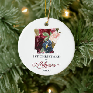 1. Weihnachten in Arkansas Personalisierter Staat Keramik Ornament
