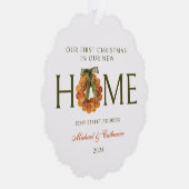1. Weihnachten in New Zuhause Orange Kranz Ornament Karte (Rechts)