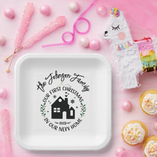 1. Weihnachten in New Zuhause Personalisierte Weih Pappteller (Party)