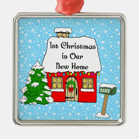 1. Weihnachten in unserem neuen Zuhause Silbernes Ornament (Vorne)