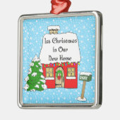 1. Weihnachten in unserem neuen Zuhause Silbernes Ornament (Links)